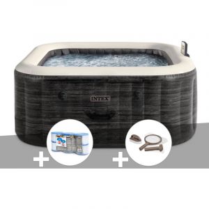 Intex Kit spa gonflable PureSpa Ardoise carr&eacute; Bulles 4 places + 6 filtres + Kit d'entretien