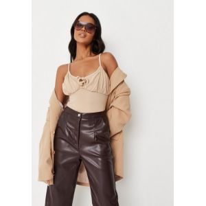 Image de Missguided Body sable ruché sur la poitrine, Sable Sable - Taille 8