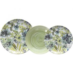 Tognana Ofelia Service de vaisselle pour 6 personnes, 18 pièces, porcelaine, florale, fabriqué en Italie