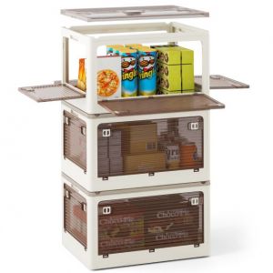 Coastway 3 bacs de rangement empilables - 132L - Blanc crème - 51,5 x 36,5 x 30 cm (par bac)