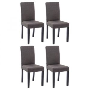 Image de CLP Lot de 4 Chaises de salle à manger Ina en Tissu avec Dossier Haut et Pieds en Bois, Gris foncé-Noir