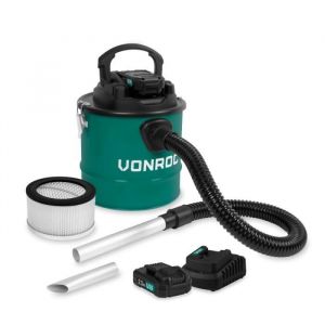 Aspirateur à cendres 20V - Réservoir 12L - Filtre hepa – 2 batteries 2.0Ah et chargeur rapide inclus