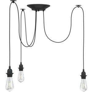 VidaXL Lampe suspendue avec 3 porte-lampes E27 noir métal
