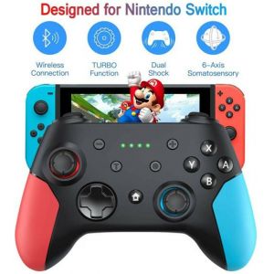 Qumox Manettes Sans Fil Pro Gamepad Joypad Controller Double Moteur Turbo-6-Axis Pour Nintendo Switch Ns Console Pc