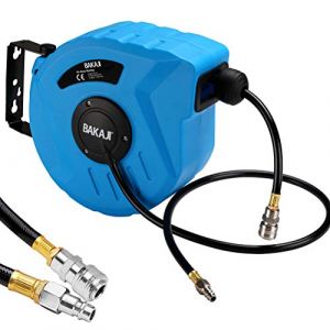 Bakaji 2822725 Enrouleur d'air comprimé avec tuyau, 10 m, raccord 1/4", fixation murale