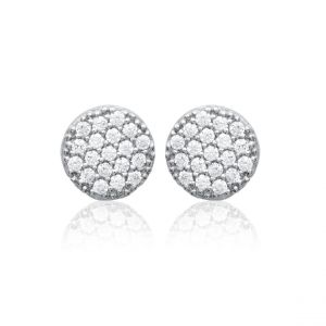 Boucles d'oreille femme argent rhodié blanc serti griffe rond - Z4UY0Z0