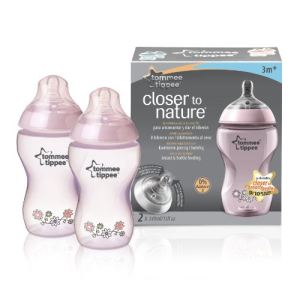 Image de Tommee tippee 2342262171 - 2 biberons Closer to nature décorés en polypropylène 340 ml (3 mois +)