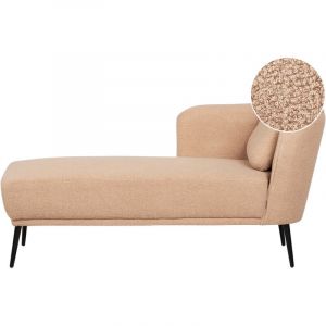 Beliani Chaise Longue &Agrave; Droite En Tissu Boucl&eacute; Marron Clair Artheze