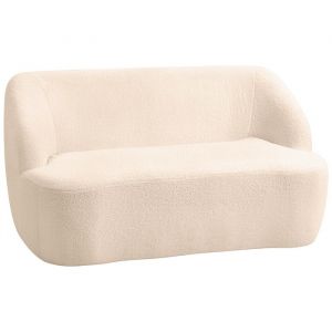 Homcom Canapé 2 places incurvé aucun assemblage requis tissu bouclette beige
