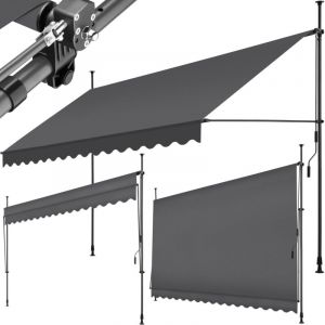 TecTake Store à pince sans perçage avec manivelle, réglable en hauteur - 400 x 180 cm, noir/gris