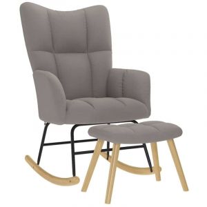 VidaXL Chaise à bascule avec repose-pied Taupe Tissu