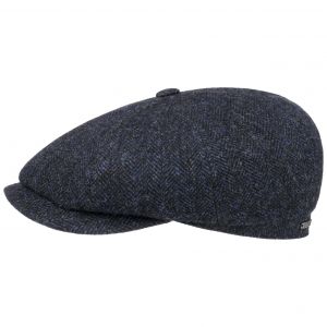 Stetson Casquette Hatteras Classic Wool Homme - Type Gavroche Laine avec visière, Doublure, Doublure Automne-Hiver - 57 cm Noir-Bleu