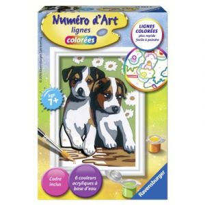 Image de Ravensburger Deux petits chiots - Peinture au numéro Numéro d'Art lignes colorées