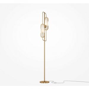 Lampadaire en aluminium doré et abat-jour en pierre naturelle 160 cm Marmo - Maytoni