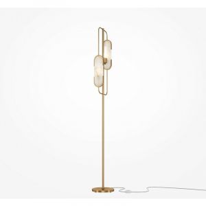 Lampadaire en aluminium doré et abat-jour en pierre naturelle 160 cm Marmo - Maytoni