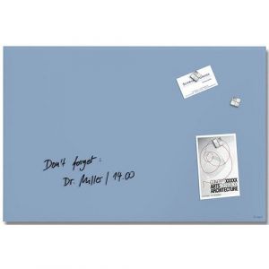 Sigel GL513 Tableau magnétique en verre premium, surface mate, 60 x 40 cm, verre de sécurité, montage facile, 3 aimants néodyme inclus, bleu pastel - Artverum