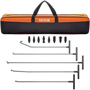 VEVOR Kit de débosselage de tiges - 13 Outils de réparation sans Peinture - 5 tiges de Bosses en Acier Inoxydable - 8 têtes de taraudage - Outil Professionnel de débosselage pour Bosses mineures,