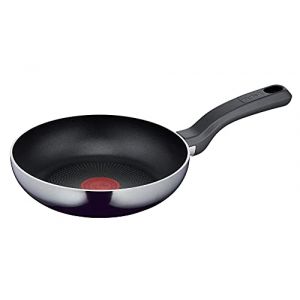 Tefal D52602 Resist Poêle à frire 20 cm | Revêtement anti-adhésif en titane sûr | Indicateur de température | Fabriqué en France | Nettoyage facile | Technologie Flame Protect | Noir