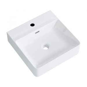 Mai & Mai Lavabo suspendu vasque à poser blanc 42cm évier lave mains salle de bain avec trop plein ME201