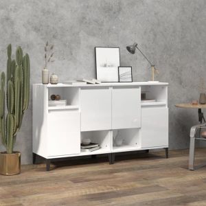 Image de Lot de 2 Buffets,Meuble de Rangement blanc brillant 60x35x70 cm bois d'ingénierie vidaXL - Blanc