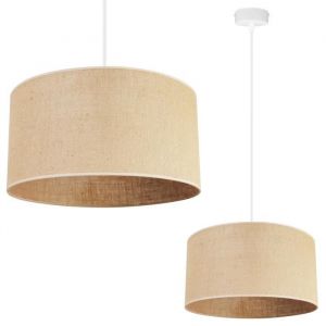 Light-Home Juta Abat Jour Suspension Luminaire Lustre - E27 - Classique 1-Lumières 35 cm - Blanc Base et Jute