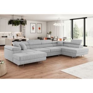 Meublesline Canapé d'angle convertible annio u Gris Clair
