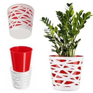 Kadax - Pot de Fleurs Pot de Fleurs Cache-Pot en Plastique pour Fleurs Plantes 13 cm Rouge