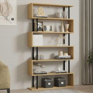 Étagère murale moderne effet bois clair - 6 niveaux UMEA