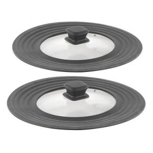 Rosenstein & Sohne Set de 2 couvercles universels en verre et silicone Ø 18 à 28 cm