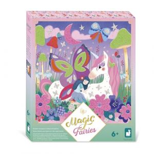 Janod Stickers et Sables Phosphorescents - 5 Tableaux - Thème Fées - Kit Loisir Créatif Enfant - Développement Créativité et Concentration - Dès 6 Ans - J09174