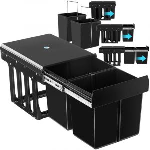 TecTake Collecteur de déchets 30 L et 2 compartiments ouverture à rails télescopiques