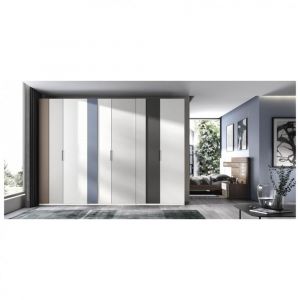 Armoire 6 portes Kubica 268,4 x 240 3 tiroirs Couleur Polar Cobalto Basalto Blanco Gris Pizzara Laquées