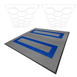 Carrelage de Sol 165 Gris 60 Bleu Ventilée Modulaire 28 Lampes Hexagones Bordure