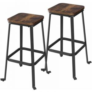 Image de Songmics VASAGLE Tabourets de bar, lot de 2 Chaises, pour îlot de cuisine, 45 x 71 cm, style industriel, Marron Rustique et Noir LJB034B01