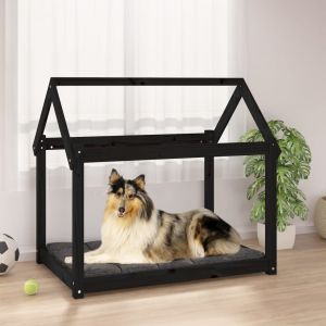 Image de VidaXL Lit pour chien Noir 101x70x90 cm Bois de pin solide