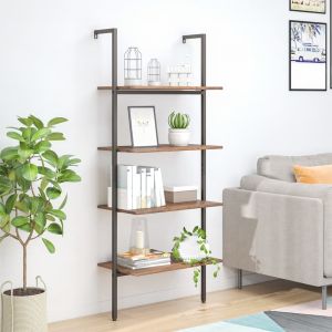 VidaXL Étagère inclinée 4 niveaux Marron foncé et noir 64x35x152,5 cm