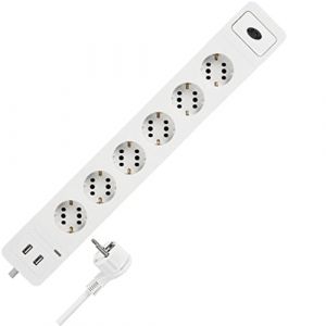 Rev Multiprise combini 6 voies blanc avec usb et üss