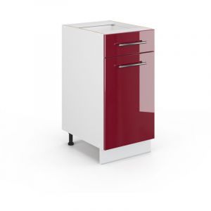 Meuble de rangement de salle de bain Fame-Line, Rouge bordeaux Haute brillance/Blanc, 40 x 81.6 cm sans plan de travail, Vicco