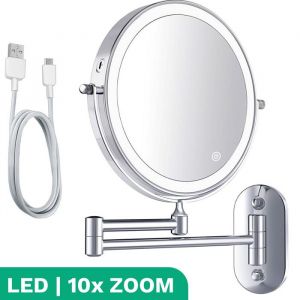 Miroir chrome rechargeable 10x zoom 2000mah