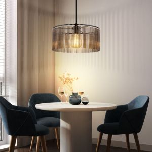 Globo Lampe &agrave; suspendre Lampe de salle &agrave; manger fum&eacute;e, noire, m&eacute;tal d&eacute;cor acrylique, 1 flamme E27, DxH 35x135 cm