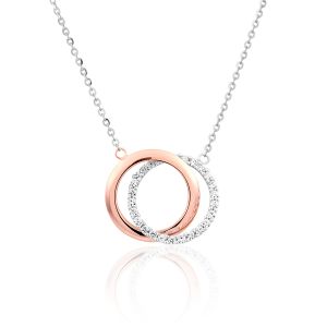 Cleor Collier en Or 375/1000 Bicolore et Oxyde Blanc