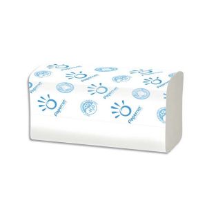 Image de No Name PAPERNET Colis de 20 paquets de 200 Essuie-mains 2 plis en Z pure cellulose 22 x 24 cm blanc
