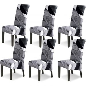 6PCS Housse de Chaise XL Extensible Salle à Manger Couverture de Chaise Grande Taille Amovible Lavable pour Décor Hôtel Cuisine