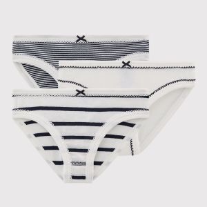 Petit Bateau Lot de 3 culottes 3-12 ans Blanc Rayé Bleu - Taille 10 ans;6 ans;8 ans