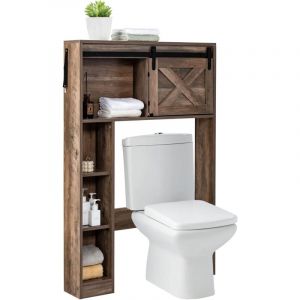 Meuble wc rangement salle de bain marron 84 x 17 x 128 cm