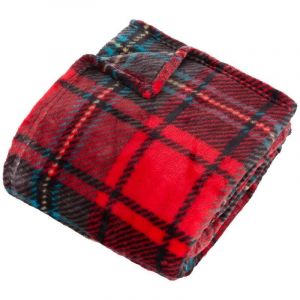 Atmosphera Plaid flanelle imprimé Brody rouge 170x130cm créateur d'intérieur