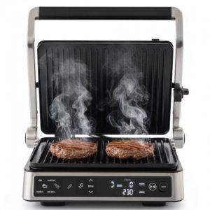 Safecourt Kitchen Contact grill - Gril &agrave; panini et fer &agrave; toasti - Plaques amovibles sans PFAS et lavables au lave-vaisselle - Grande surface de gril - chaleur rapide (2200W) - Appareil &agrave; toasti