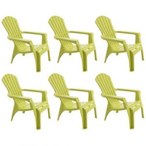Wilsa Garden Fauteuil Adirondack en résine polypropylène (Lot de 6) anis