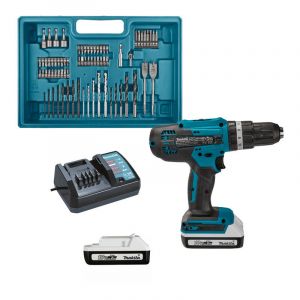 Image de Makita Perceuse visseuse à percussion 18V 42 Nm 2 batt.BL1820G + chargeur + 74 pièces - HP488DAEX1