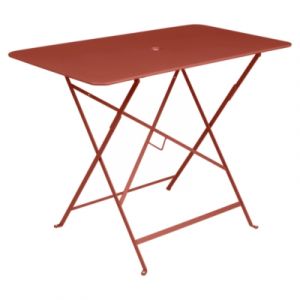 Fermob Table pliante Bistro / 97 x 57 cm - 4 personnes - Trou parasol ocre rouge en métal